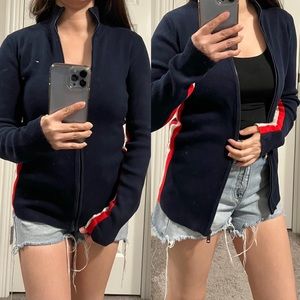 EUC Tommy Hilfiger zip up knit colorblock sweater
